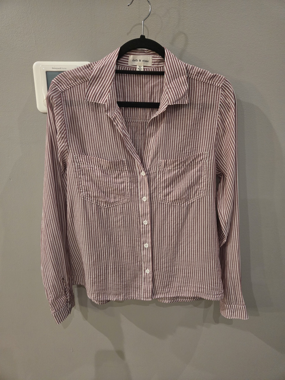 Cloth & Stone Mauve Pink White Stripe Cotton Tencel Button Down Shirt S
